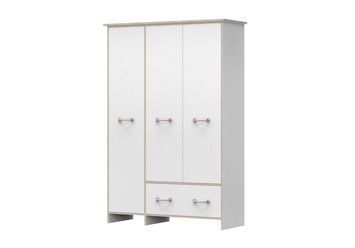 DREHTÜRENSCHRANK - Schrank Perseus 3D - Weiß, Holzwerkstoff (133/200/50cm) - Möblo
