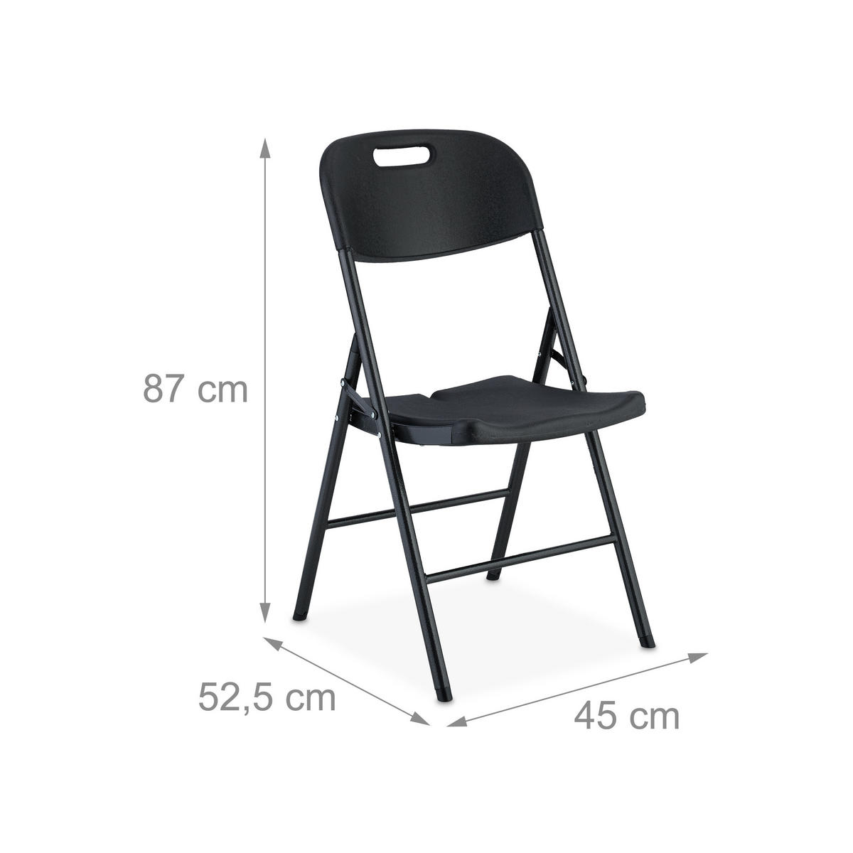 2XKLAPPSTUHL - Schwarz, Kunststoff/Metall (45/87/52.5cm) - Relaxdays