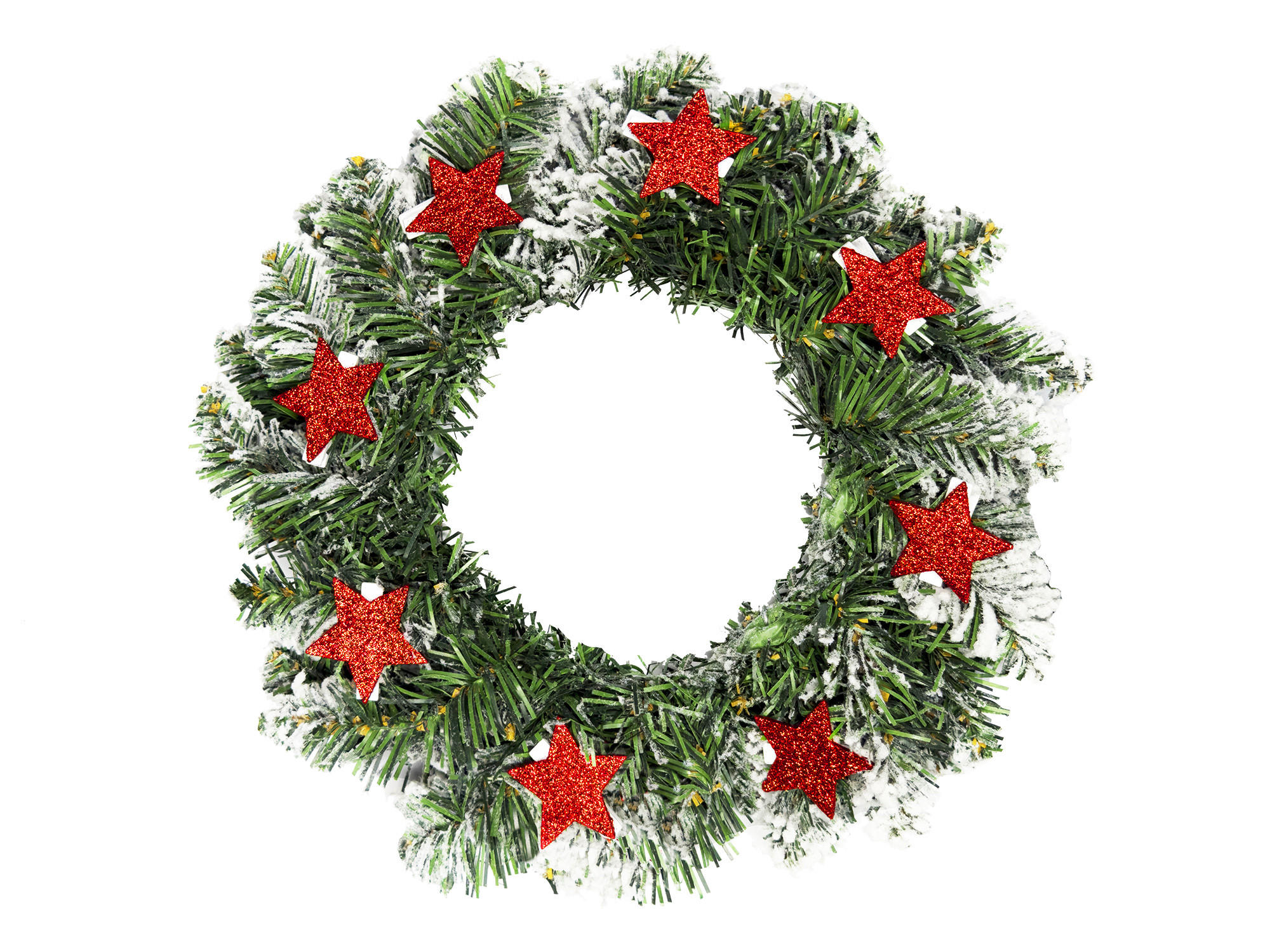 WEIHNACHTSKRANZ dekorierter STERNE, Ø 30 cm, zum Hängen oder Aufstellen - Gelb/Rot, Kunststoff (30/20cm) - LAALU