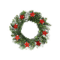 WEIHNACHTSKRANZ dekorierter STERNE, Ø 30 cm, zum Hängen oder Aufstellen - Gelb/Rot, Kunststoff (30/20cm) - LAALU