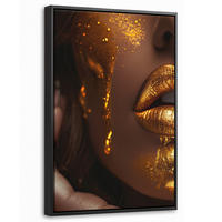 LEINWAND Bilder mit Rahmen - Frau - Gold - Luxus - Porträt - 20x30 - Goldfarben, Textil (20/30cm) - MuchoWow