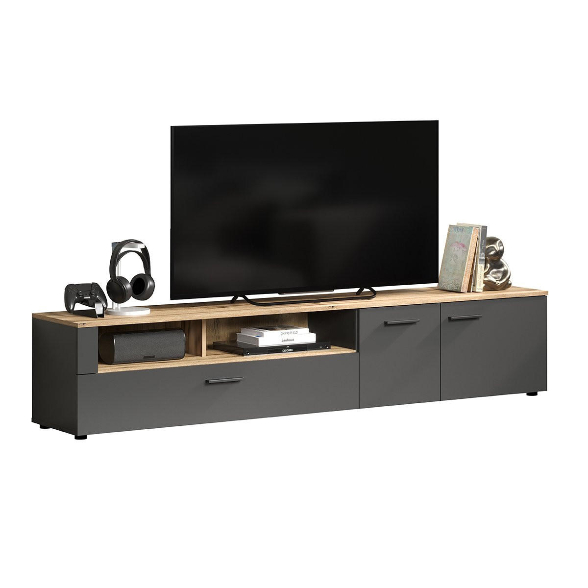 LOWBOARD Esteban Anthrazit - Anthrazit, Holzwerkstoff (210/43/41cm) - Trendteam