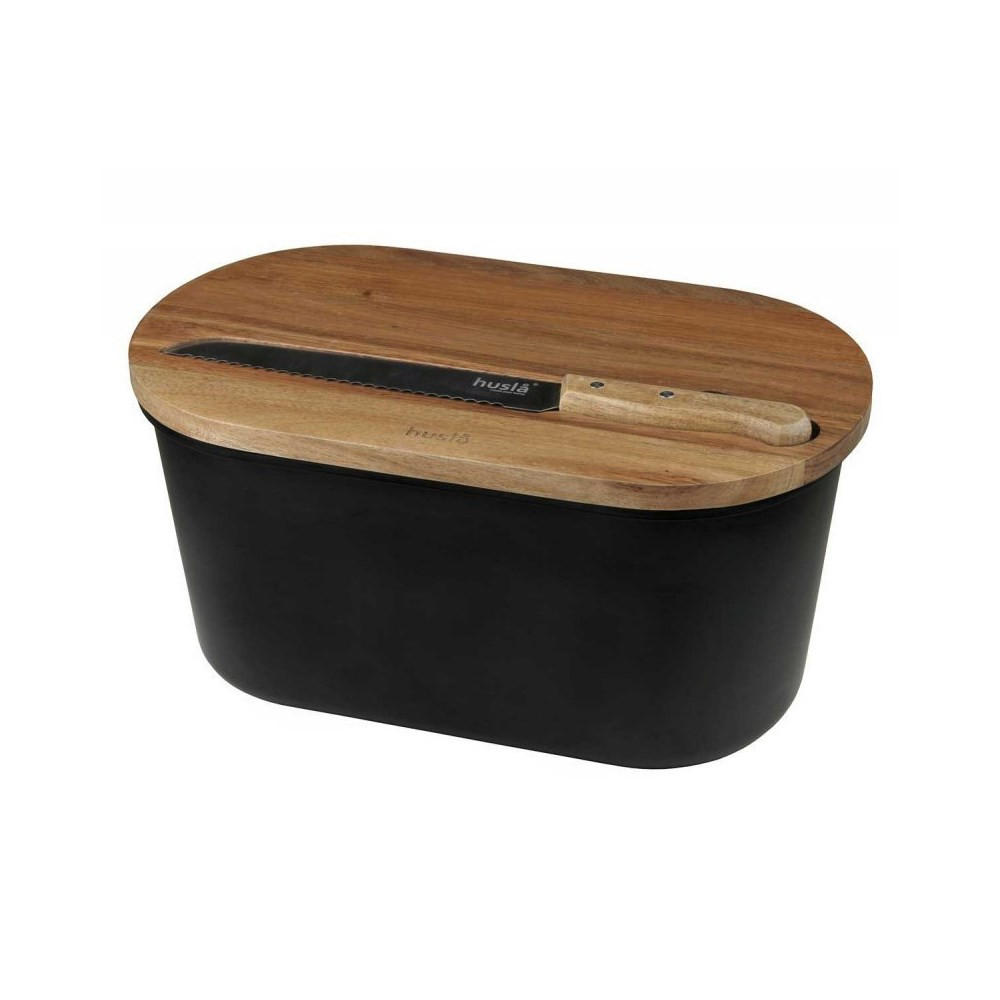 BROTKASTEN Schwarz 37.5/21.5/19 cm 7638 - Schwarz, Holz (21.5/19/37.5cm) - Husla 