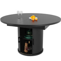 ESSTISCH ausziehbar 118-158 cm MDF Schwarz mit Stauraum - Schwarz, Holzwerkstoff (118/118/76.8cm) - Meubliv