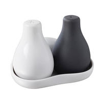 SALZ & PFEFFER AUF TABLETT 3 teilig Weiss + Matt schiefer styl - Schieferfarben/Weiß, Keramik (8/8.5/12cm) - Revol Porcelaine France