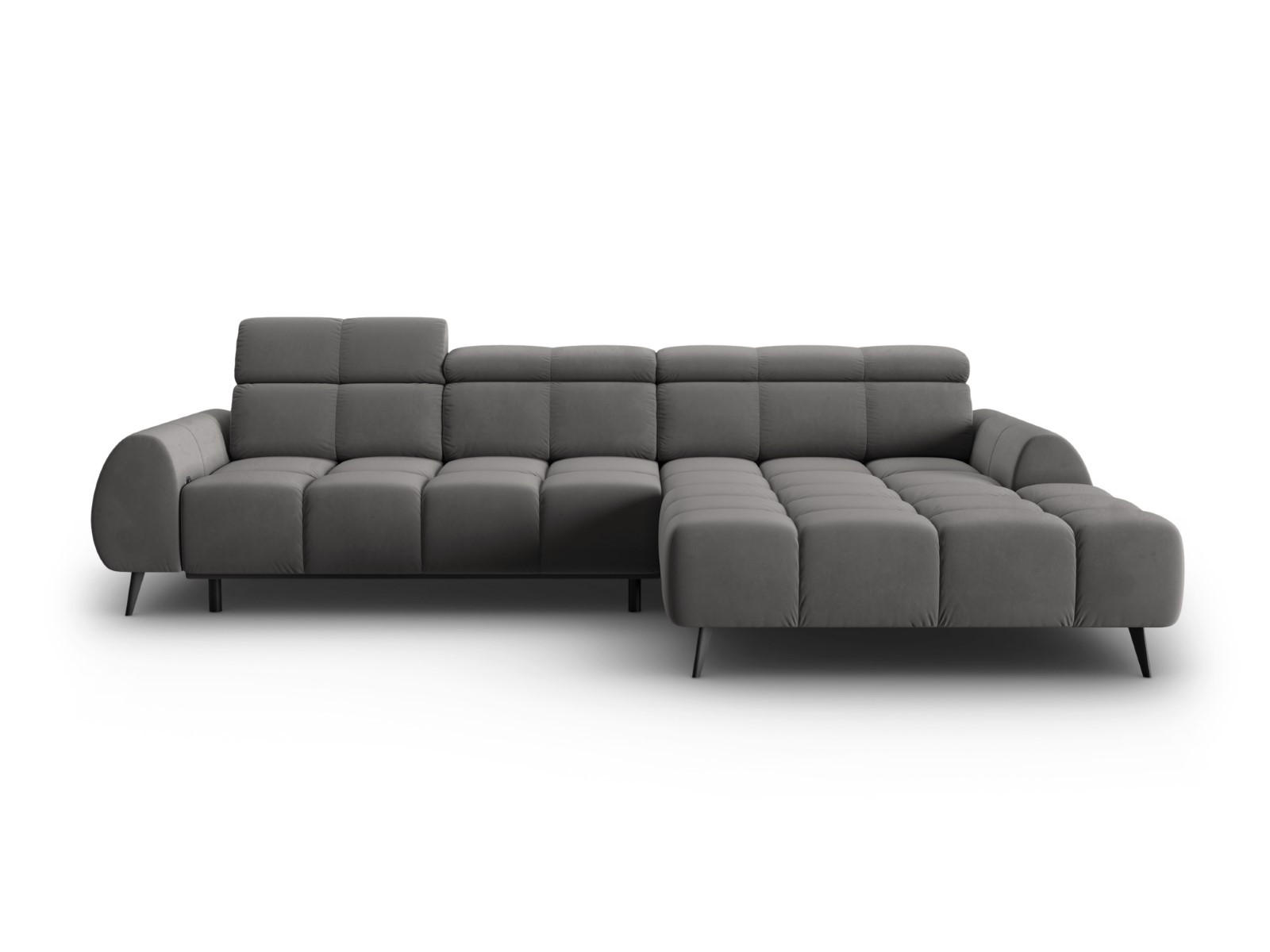 ELEKTRISCHES-ECKSOFA rechts Alyse aus Samt hellgrau 5 Sitzplätze - Hellgrau, Textil (188/295cm) - Micadoni