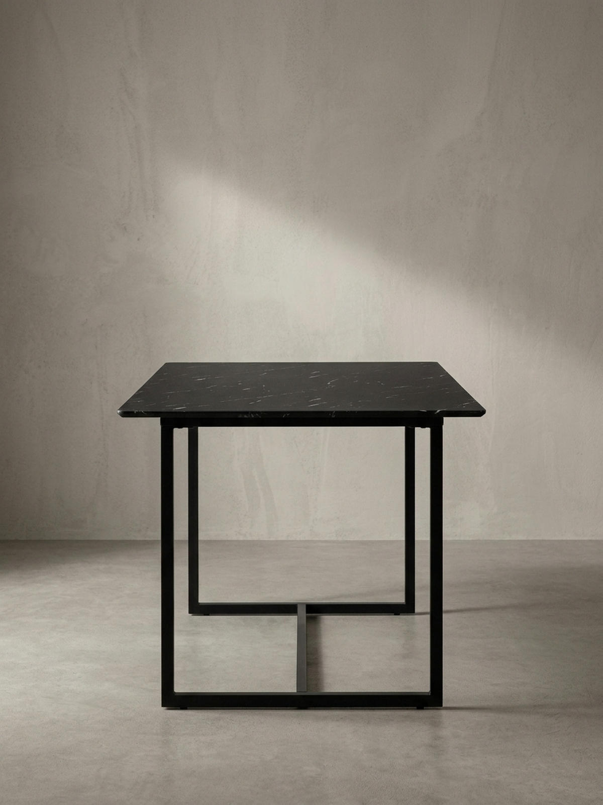 ESSTISCH Marmoroptik Metall Rechteckig Modern Klein, Schwarz 160x80x76 cm - Schwarz, Holzwerkstoff/Metall (80/160/76cm) - KADIMA DESIGN