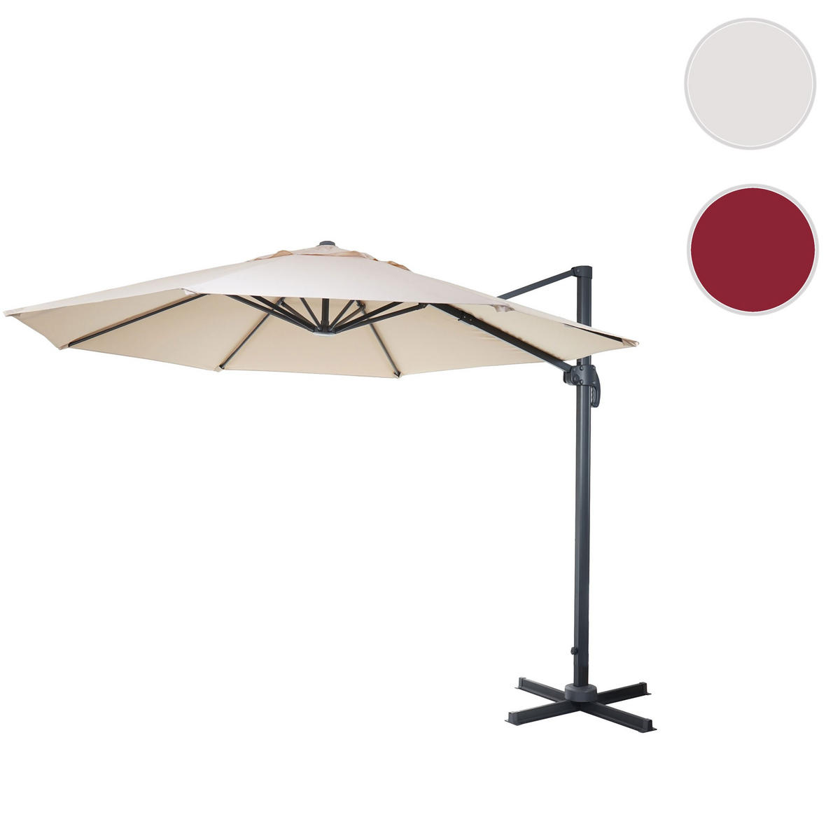 AMPELSCHIRM RUND Cremeweiß 400/400 cm - Weiß, Textil (420/400cm) - MCW