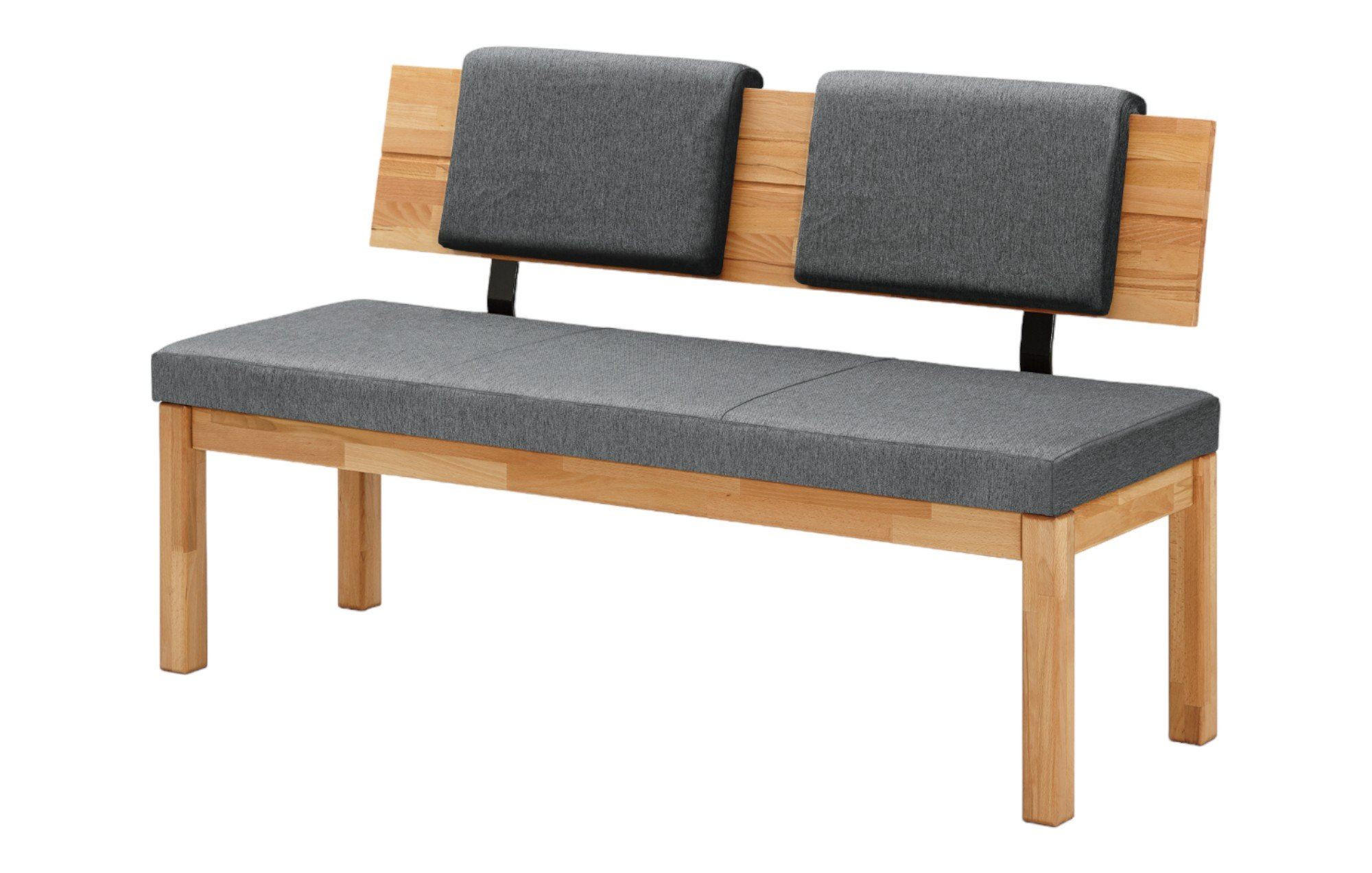 KÜCHENBANK Damita 150 x 55 x 84 Rückenlehne Massivholz Kernbuche /Grau - Braun/Grau, Kunststoff (150/84/55cm) - 58aufmkessel