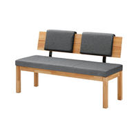 KÜCHENBANK Damita 130 x 55 x 84 Rückenlehne Massivholz Kernbuche /Grau - Braun/Grau, Kunststoff (130/84/55cm) - 58aufmkessel