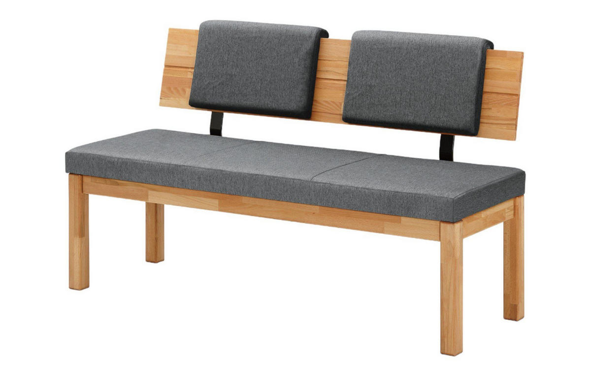 KÜCHENBANK Damita 130 x 55 x 84 Rückenlehne Massivholz Kernbuche /Grau - Braun/Grau, Kunststoff (130/84/55cm) - 58aufmkessel