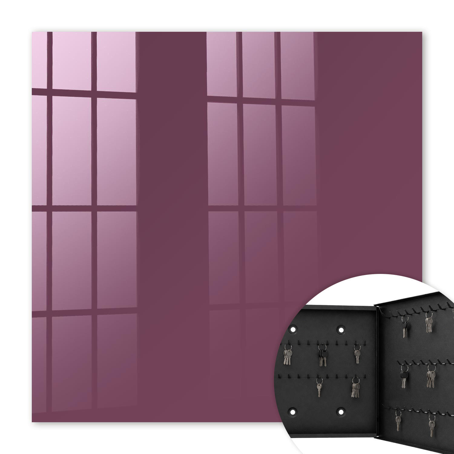 SCHLÜSSELBOX Schwarz 30x30 cm- Türöffnung nach rechts - Farbe Burgunderrot - Bordeaux, Metall (30/30/5cm) - TULUP