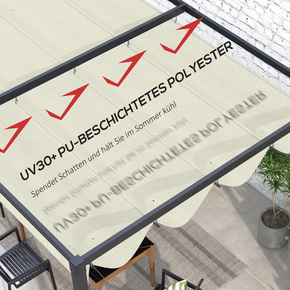 ERSATZDACH für 2,85 x 2 m - Creme, Kunststoff (245/23/286cm) - Outsunny