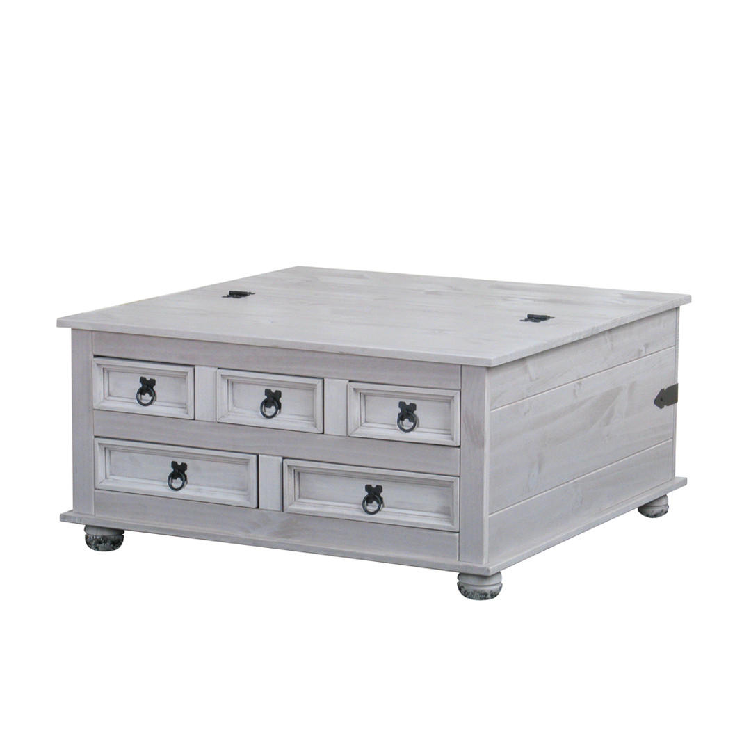 COUCHTISCH mit 5 Schubladen 91x91 cm in grau - Grau, Holzwerkstoff (92/92/45cm) - ebuy24