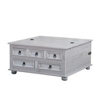 COUCHTISCH mit 5 Schubladen 91x91 cm in grau - Grau, Holzwerkstoff (92/92/45cm) - ebuy24