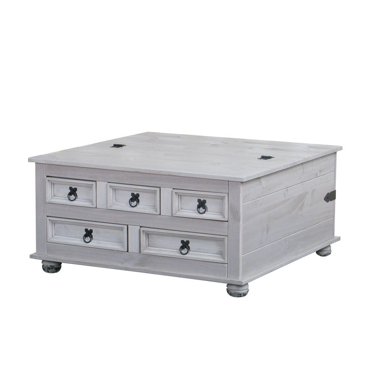 COUCHTISCH mit 5 Schubladen 91x91 cm in grau - Grau, Holzwerkstoff (92/92/45cm) - ebuy24