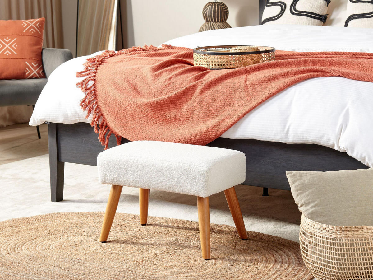 HOCKER Takoma 30/50/35 cm - Weiß, Textil (50/35/30cm) - Beliani