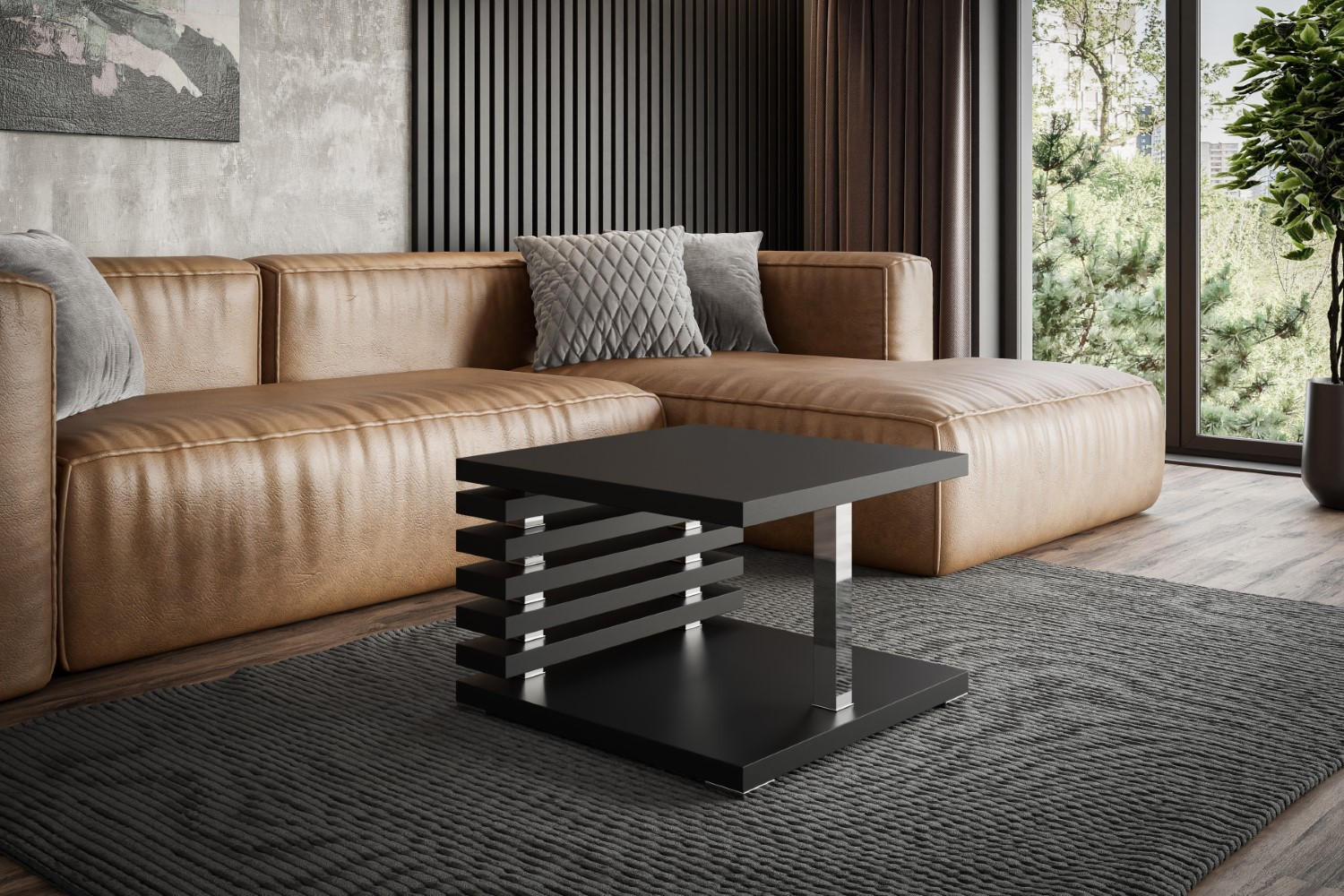 KAFFEETISCH 60x60x44 cm - Schwarz - YOTO +2 - Schwarz, Holzwerkstoff (60/60/44cm) - ALTDECOR
