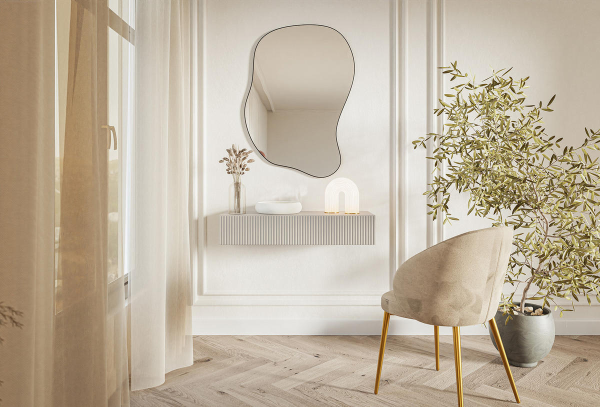 KONSOLENTISCH Veldio Graubeige 90 cm - Greige, Holzwerkstoff (35.6/90/17cm) - Selsey