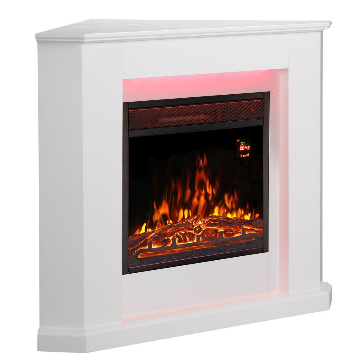 ELEKTROKAMIN 2000W dreieckig weiß mit Flammeneffekt - Weiß, Holz (96/93/57cm) - Juskys