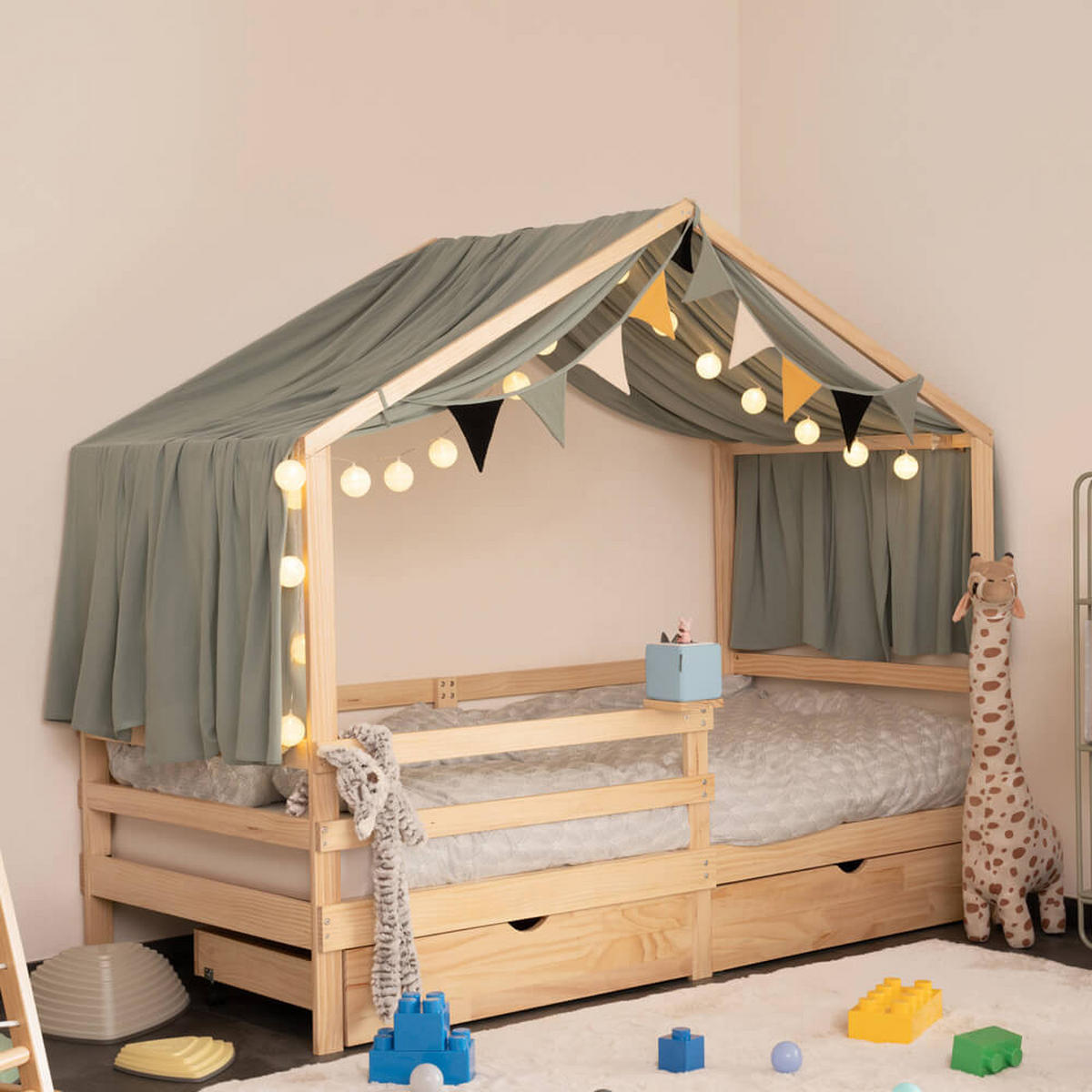 KINDERBETT mit Schubladen WOLKENLAND – 90 x 200 cm Natur - Naturfarben, Holz - Home Deluxe