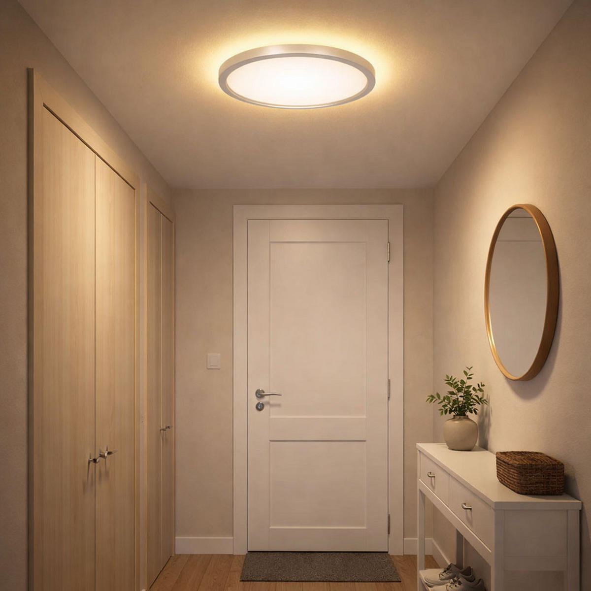 LED DECKENLEUCHTE Backlight Silber - Silberfarben, Kunststoff (42.5/42.5/3.4cm) - Briloner