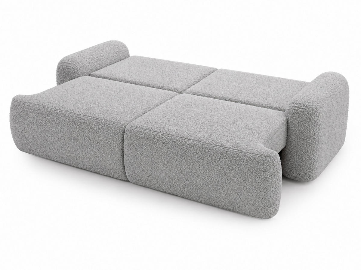 SOFA 260/106/81 Aurio Bouclé-Stoff Grau - Grau, Kunststoff/Textil (260/81/106cm) - Graingold