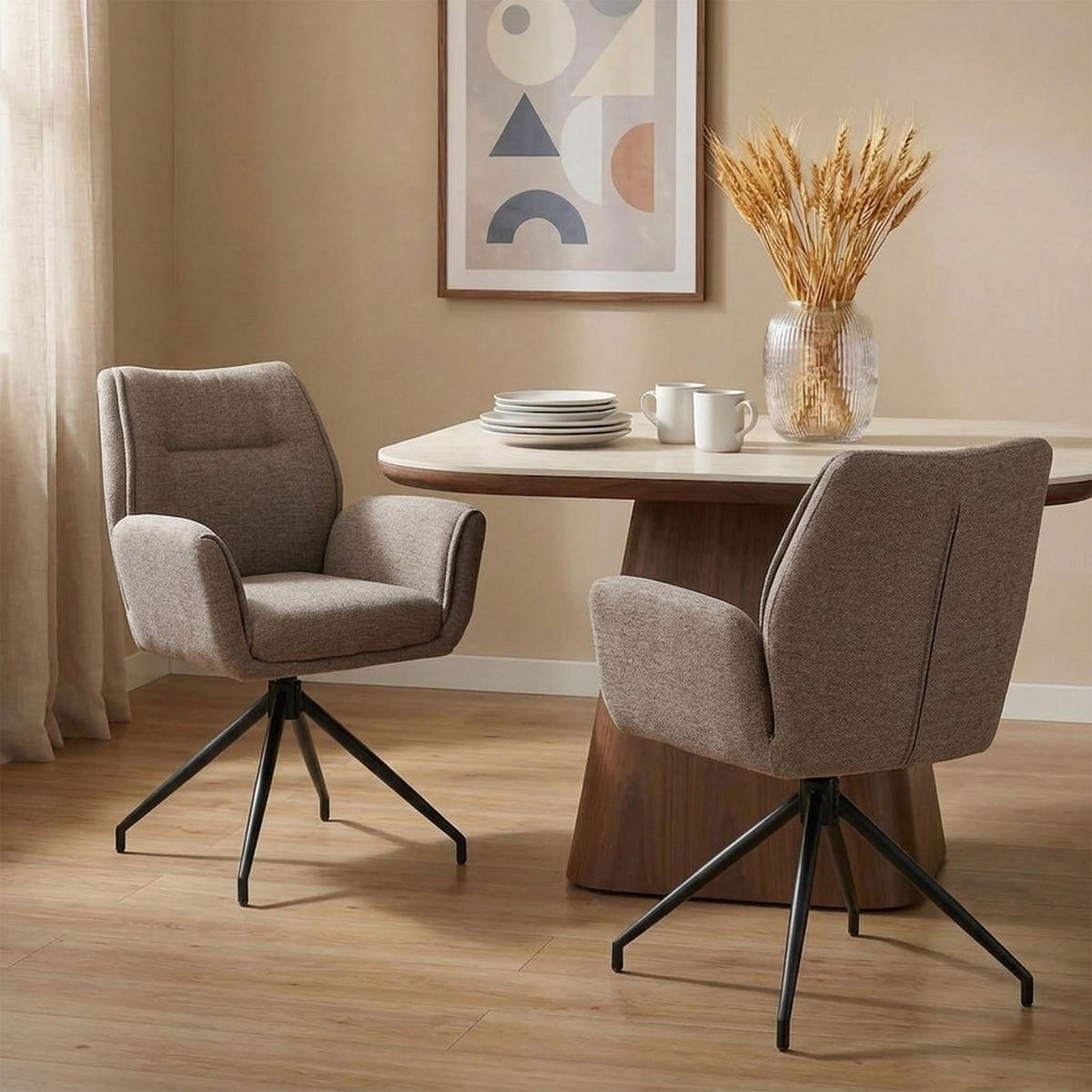 ESSZIMMERSTÜHLE LIRA 2er-Set beige - Beige, Textil (65/88/64cm) - IDIMEX