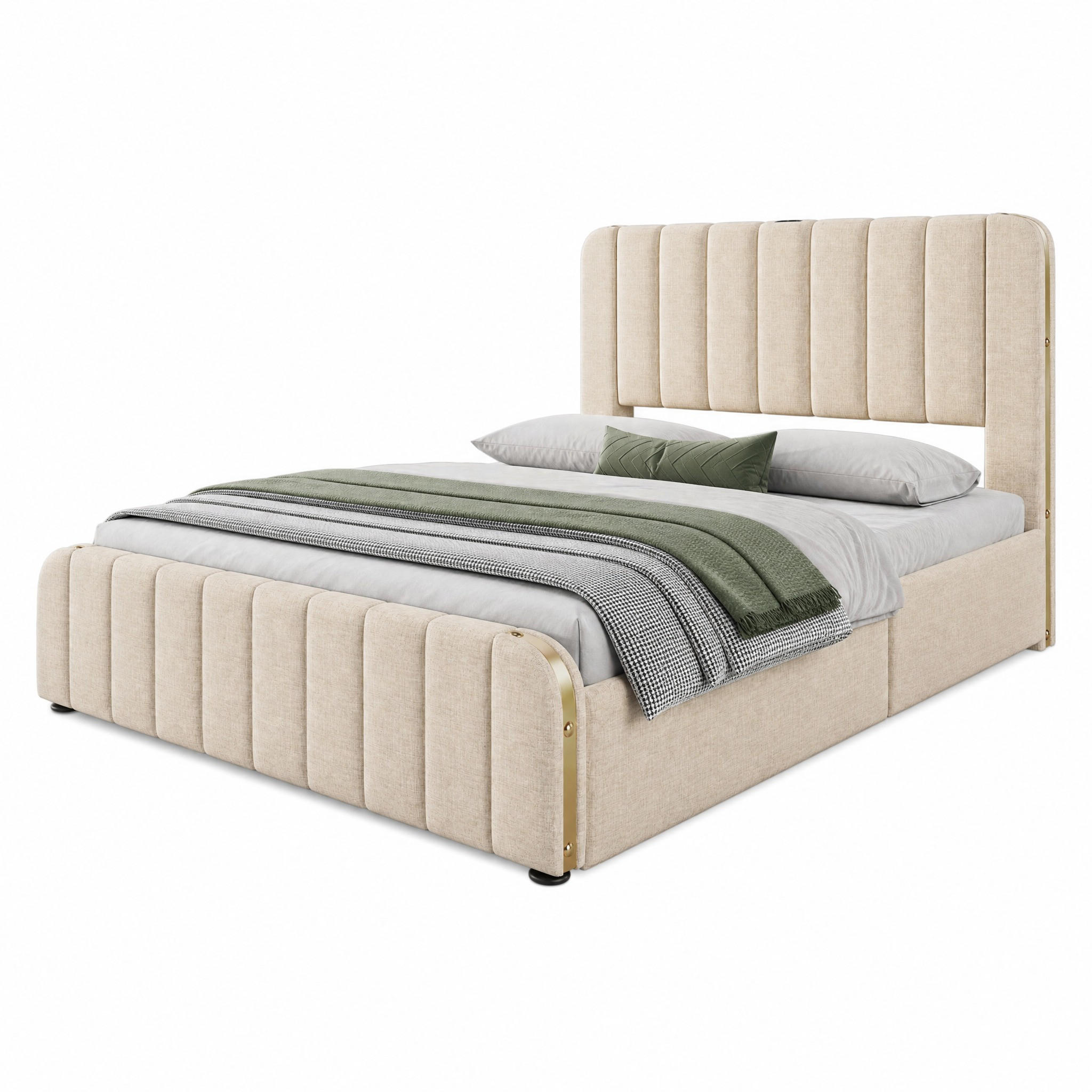 Beauniv Polsterbett Beige 140x190 cm