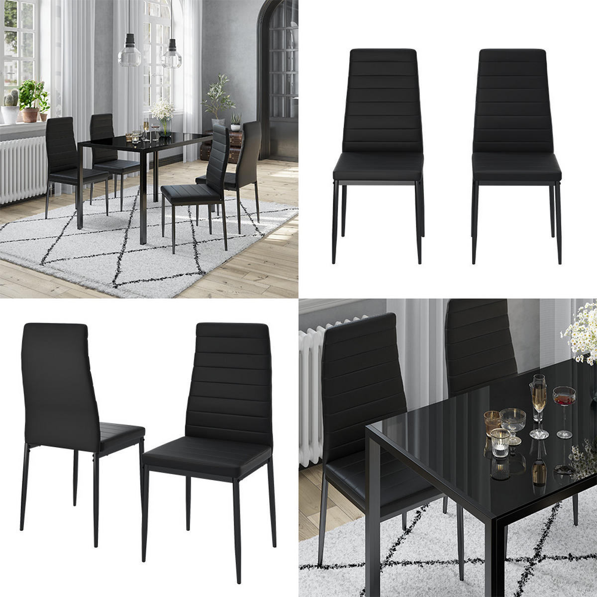 ESSZIMMERSTUHL Grand Schwarz 42.5 x 48 cm 4er Set - Schwarz, Kunststoff (42.5/96/48cm) - Vicco