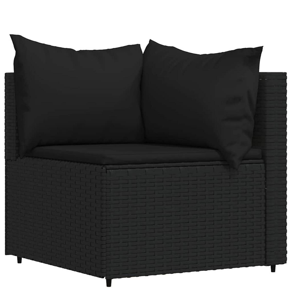 LOUNGESOFA mit Kissen und Armlehnen, 3-Sitzer, 189/63/57,5 cm, aus Poly Rattan, Schwarz - Schwarz, Kunststoff (63/57.5/63cm) - vidaXL