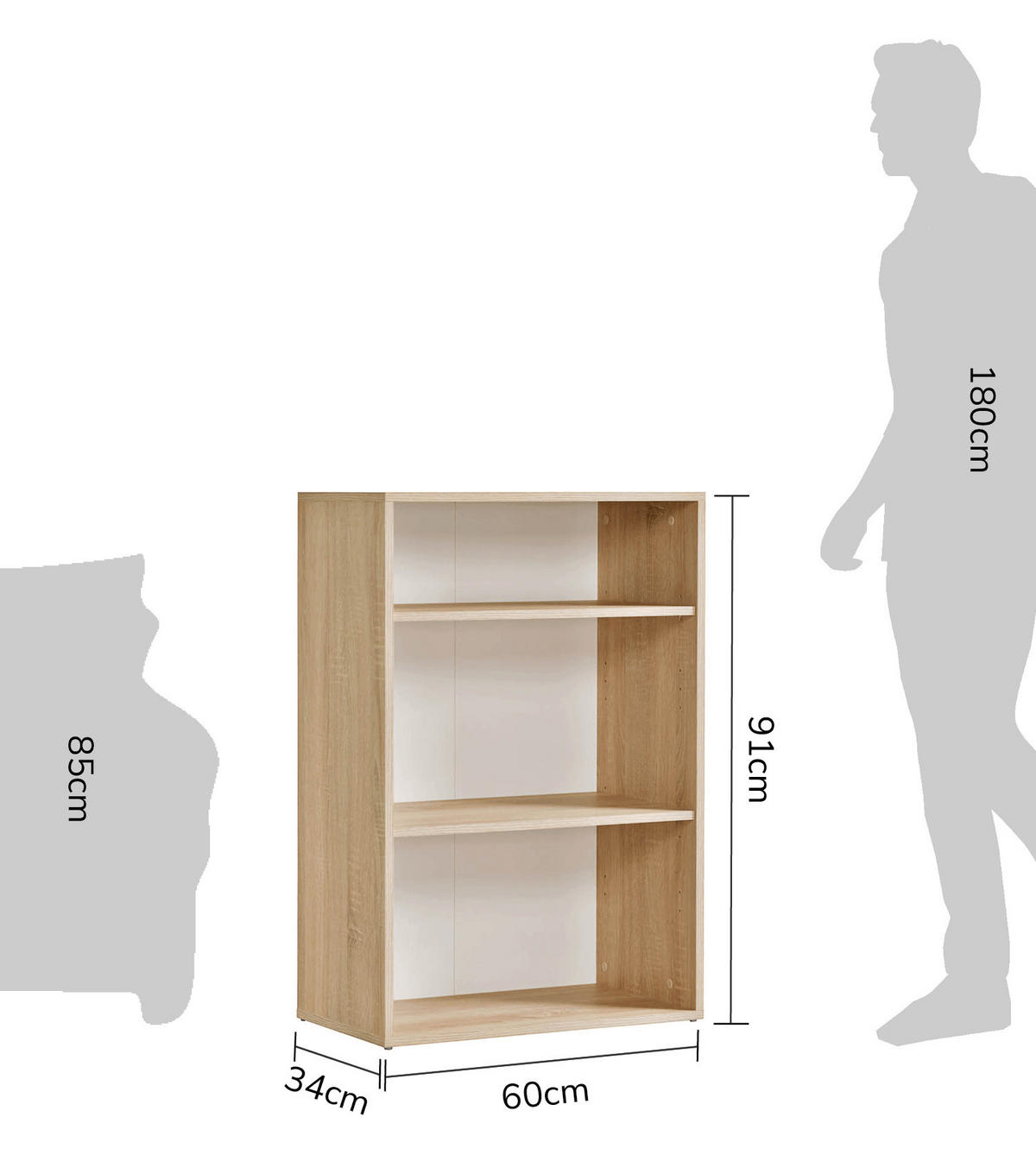 BÜCHERREGAL Der Bücherwurm - Sonoma Eiche, Holzwerkstoff (60/91/34.5cm) - Mokebo