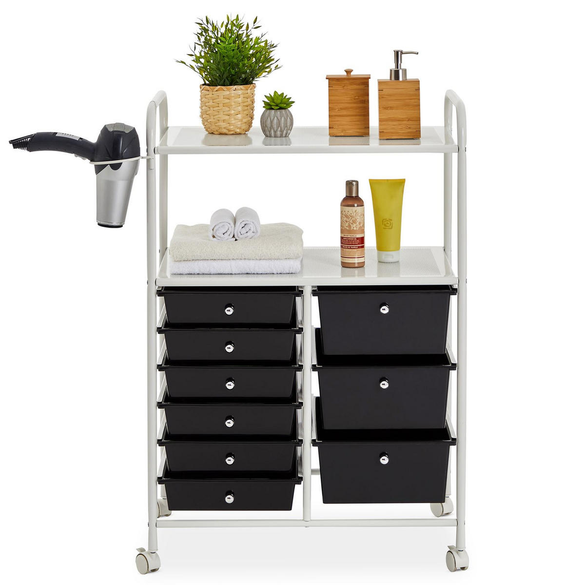 BADROLLWAGEN MARITA - Schwarz/Weiß, Kunststoff/Metall (63/97/39cm) - IDIMEX