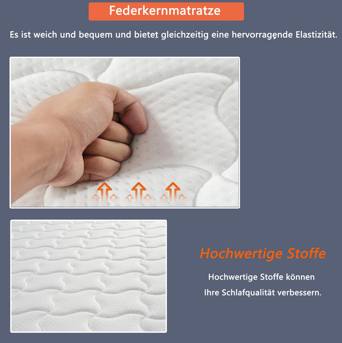 MATRATZE 90/200 cm aus Stoff und Metall mit ergonomischem Design, Weiß - Weiß, Textil (90/200cm) - OKMYHOME