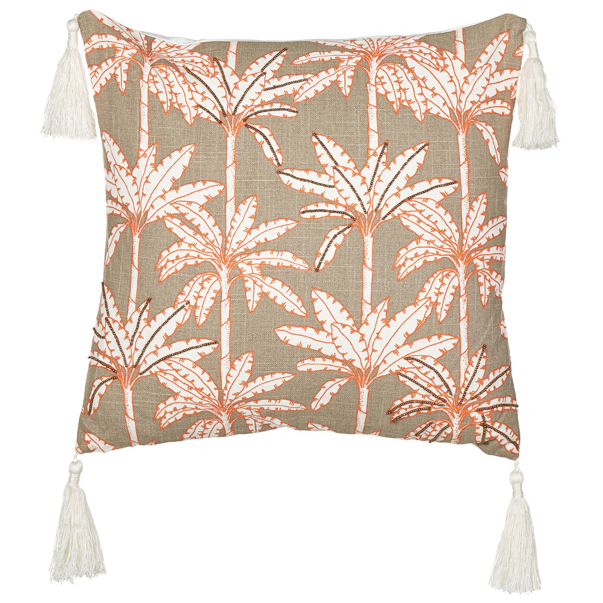 Dekokissen 2er-Set Bunt 45/45 cm Melobesia - Beige/Multicolor, Naturmaterialen (45/45cm) - Beliani