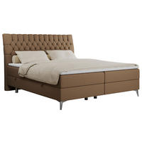 BOXBETT MILEN 180/200 Braun Kunstleder - H4 - Braun, Holz/Textil (180/200cm) - MKS