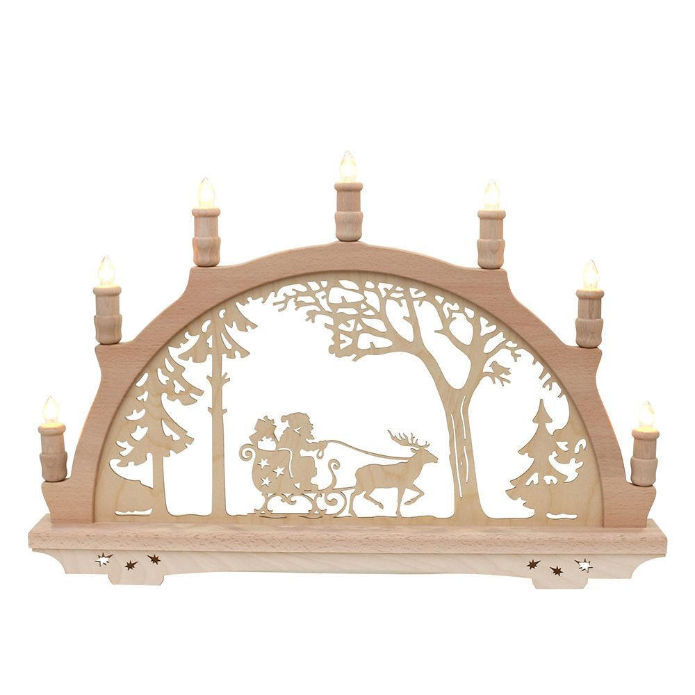 SCHWIBBOGEN Weihnachtsmann 7-flammig - Multicolor, Holz (0.1/1/0.1cm) - Dekoteam24