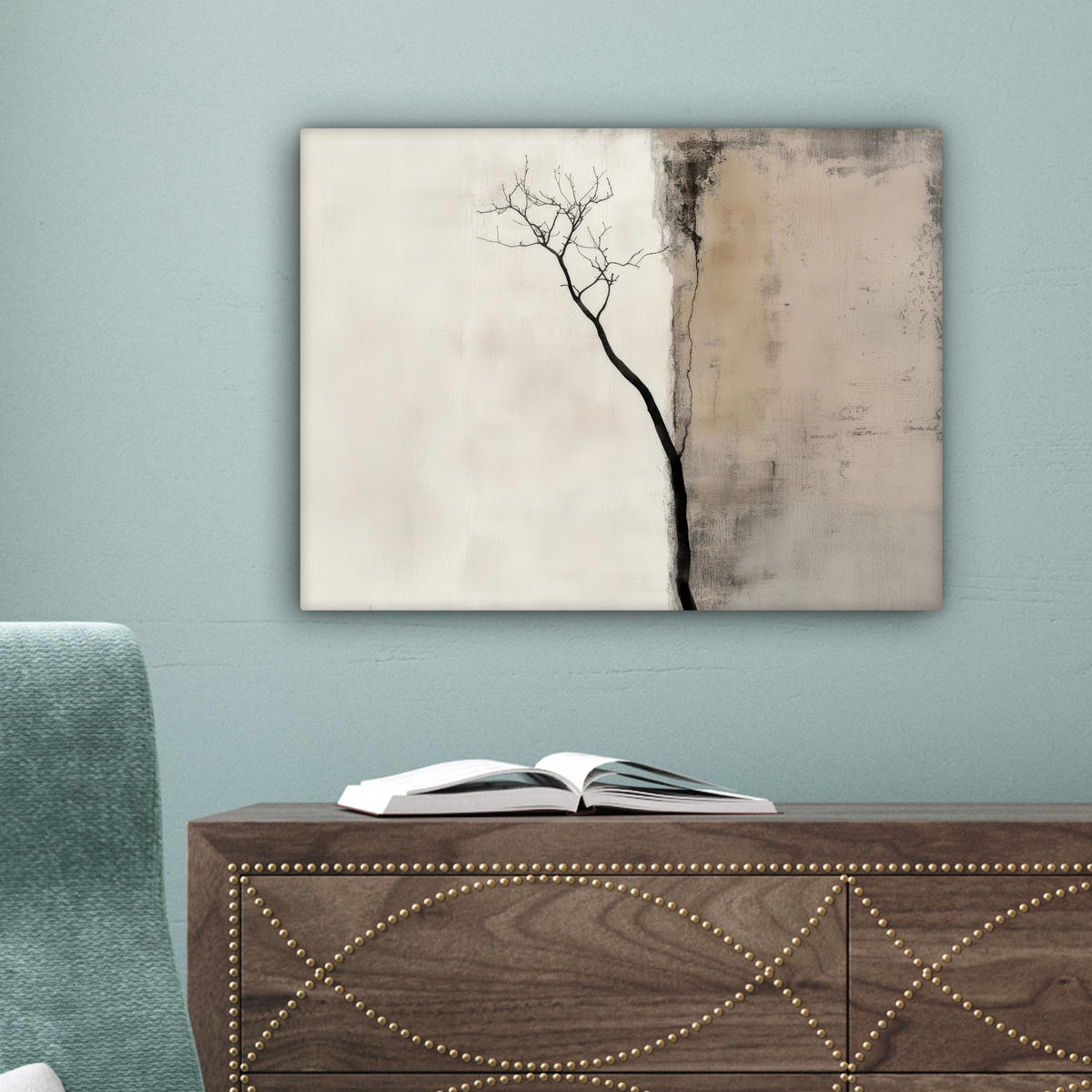 LEINWANDBILD Wabi sabi - Pflanze - Beige 40x30 cm - Taupe, Textil (40/30cm) - MuchoWow