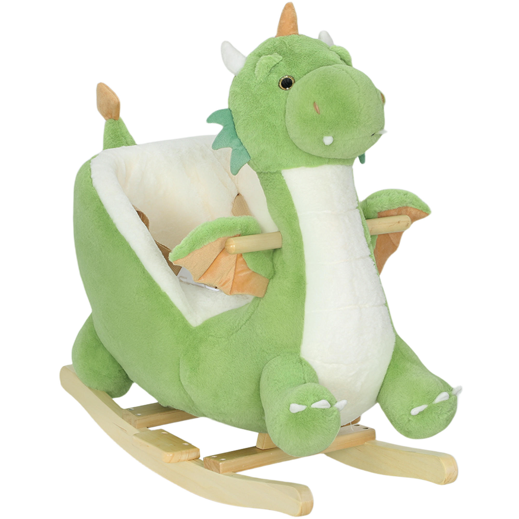SCHAUKELTIER DE-10220 Dinosaurier-Design mit Geräuschen Grün - Grün, Holz (39/66/73cm) - ComfortXL