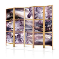 PARAVENT Japanischer 5-tlg 225x172 cm Lilien abstrakte Muster - Lila, Holz/Textil (225/172/3cm) - Muralo
