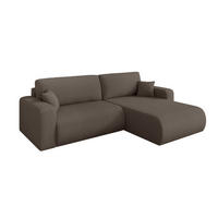 ROHOVÁ SEDAČKA s funkcí spaní, otoman vpravo BERY-L 276x193x88 hnědá bouclé - černá/hnědá, kompozitní dřevo/textil (276/193cm) - ALTDECOR