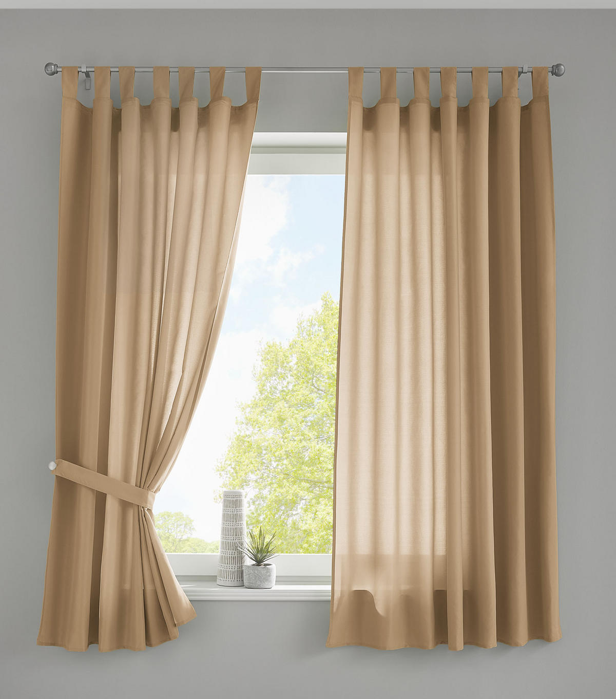 VORHANG 2ER SET POTSDAM HxB 175x140 cm Sand - Sandfarben, Textil (140/175cm) - Gardinenbox