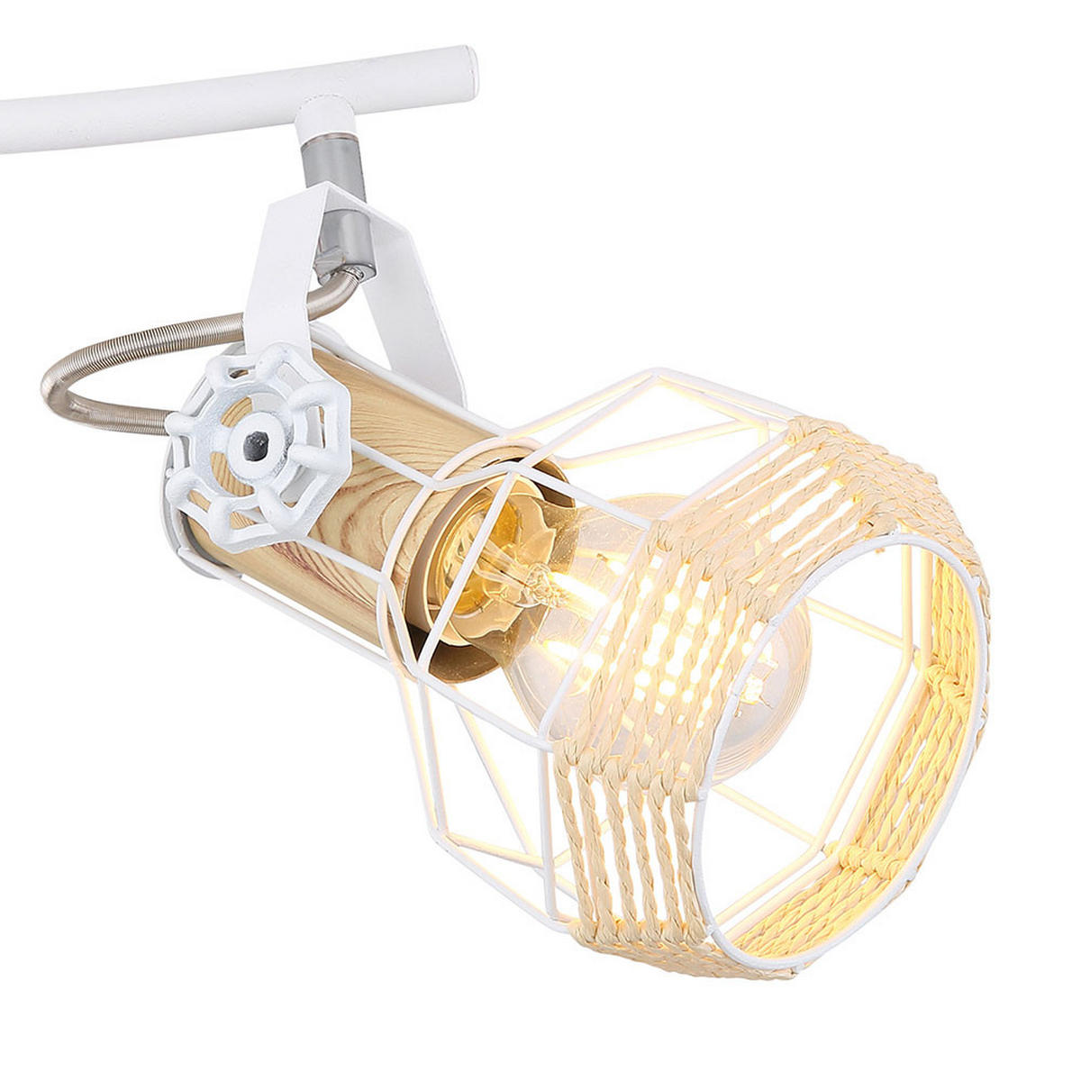 DECKENLEUCHTE Metall Weiß Holzoptik - Weiß, Holz (72/32/20cm) - Globo Lighting