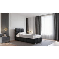 POLSTERBETT Bliss 90 x 200 cm mit Bettkasten und Lattenrost, Taschenfederkernmatratze mit Kokos 20cm - schwarz - Schwarz, Holz (90/200cm) - Homesy