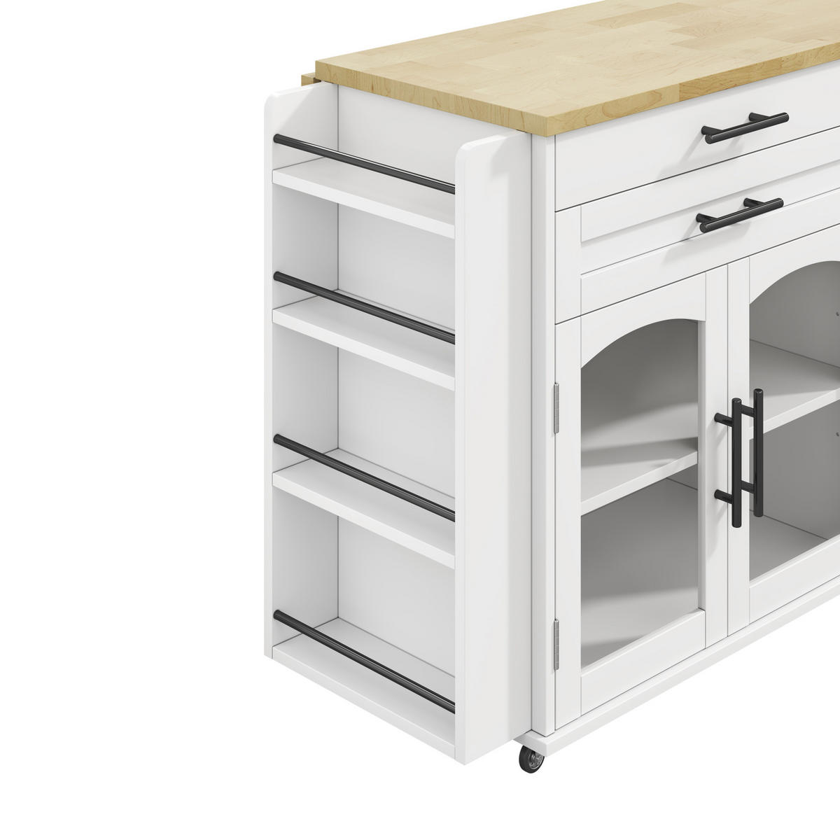 KÜCHENINSEL 120/90/45 cm Natur/Weiß aus MDF mit klappbarer Tischplatte - Naturfarben, Holzwerkstoff (70/90/138cm) - OKMYHOME