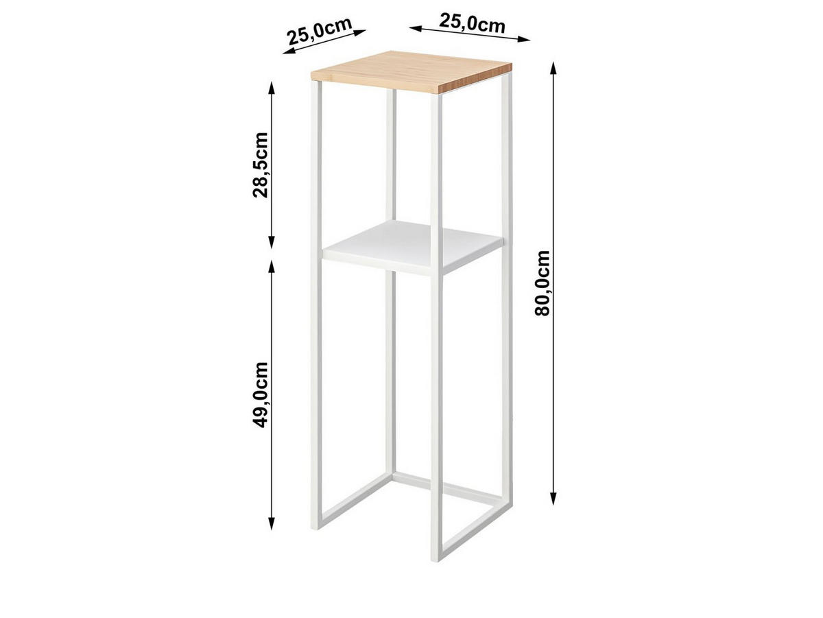 STANDREGAL Tower weiß 25/80/25 cm mit 2 Ebenen - Weiß, Holz/Metall (25/80/25cm) - Yamazaki