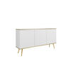 KOMMODE ORO - K-160, 2-Türen, 2-Schubladen, Push-to-Open 160x39x85 cm Weiß/Gold - Goldfarben/Weiß, Holzwerkstoff/Kunststoff (160/85/39cm) - DomoHome
