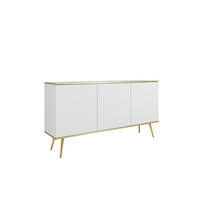 KOMMODE ORO - K-160, 2-Türen, 2-Schubladen, Push-to-Open 160x39x85 cm Weiß/Gold - Goldfarben/Weiß, Holzwerkstoff/Kunststoff (160/85/39cm) - DomoHome