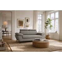 2,5-SITZER Karlstad Flachgewebe Grün verstell. Kopfstützen B 194 cm - Jadegrün, Kunststoff/Textil (194/84/100cm) - foamnova