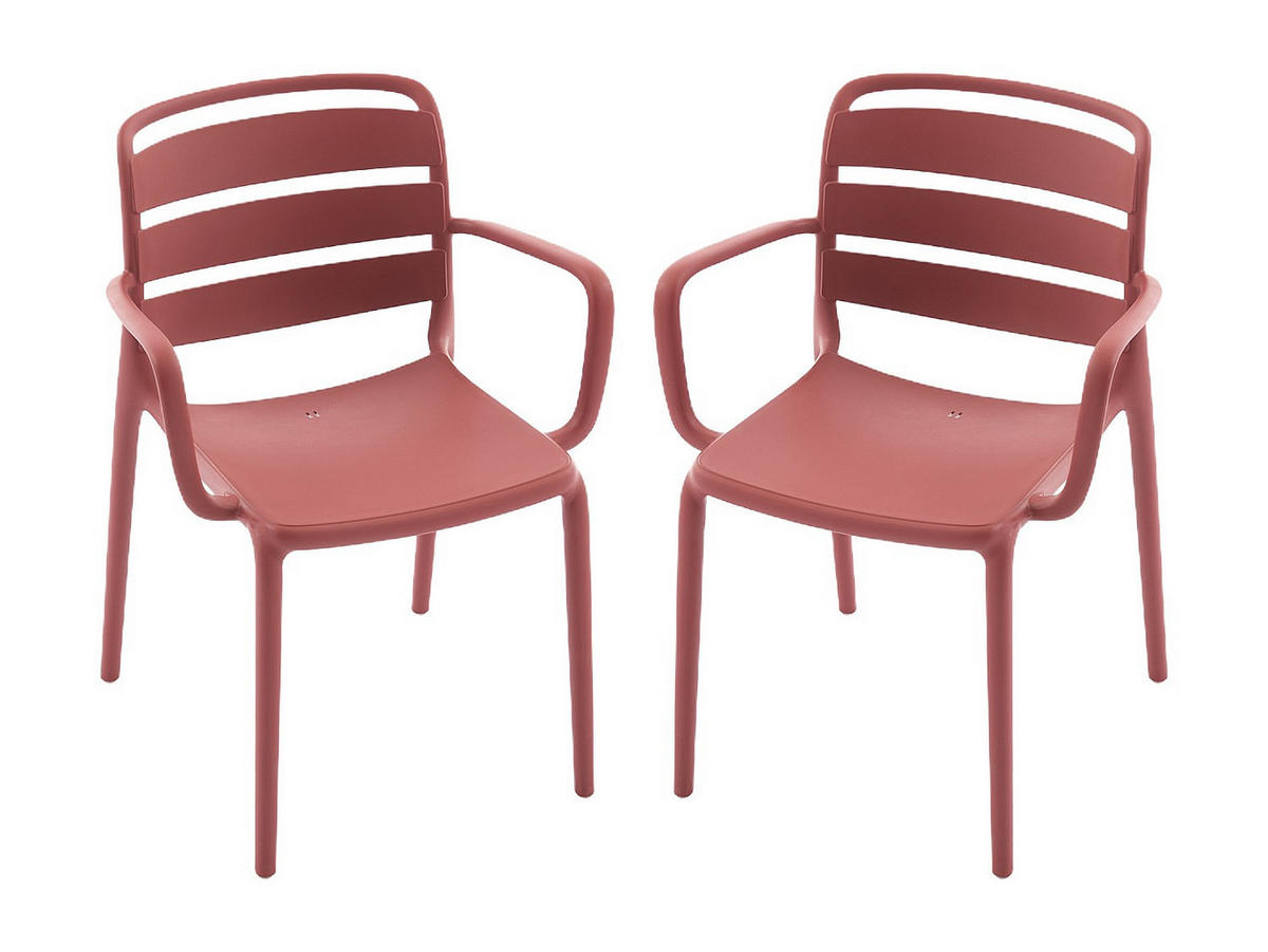 GARTENESSGRUPPE im Set - 4 -Sitzer - Polypropylen - terracotta, weiß - MOAH - Weiß, Kunststoff - Vente-Unique